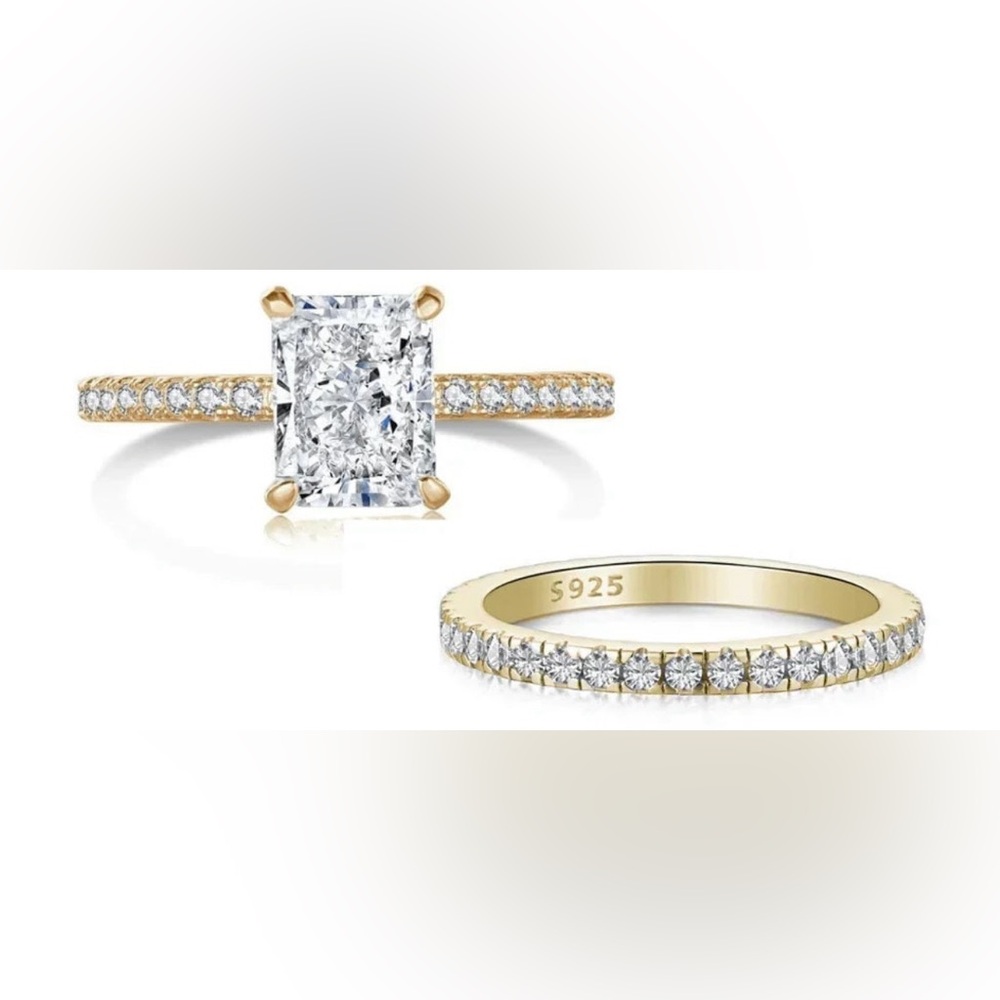 ✨ Brand New Set of 2 Rings – 925 Sterling Silver with Rhodium – Premium Quality